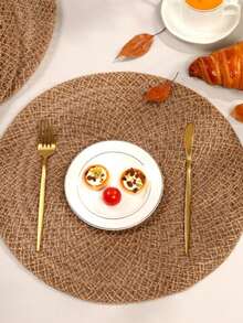 美式乡村风亚麻色编织餐垫圆形盘垫餐桌装饰店面家庭聚会餐桌摆件 - 彩色 - 查看 6