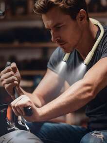 JMMO 1 件 LED 挂颈灯阅读灯 USB 可充电/电池款学生护眼照明书灯户外夜跑便携式头带挂灯创意工作灯 - 3色 - 查看 5