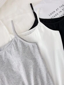 3 件套女童基本款黑色、白色、灰色吊带背心（带胸垫）、百搭舞蹈服和汗衫