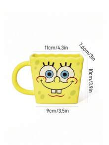 SpongeBob SquarePants | SHEIN 1 个 16.2 盎司/480 毫升卡通图案陶瓷杯，耐热耐寒，可微波炉和洗碗机清洗，适用于水、牛奶、果汁、咖啡