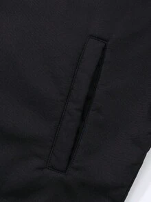 Manfinity Homme 时尚加厚保暖领多口袋拉链男士长袖夹克，防寒保暖户外风衣，秋冬季 - 黑色 - 查看 7