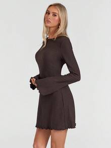 Avantive Brown Dress Sexy Backless Display Women Autumn Winter Beach Outfits For Women Clothes For New Year Summer Dresses For Women New Year - Brown - View 4