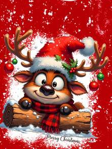 Manfinity Homme Camiseta masculina plus size com estampa de rena natalina, camiseta de Natal, adequada para reuniões familiares, presentes para amigos