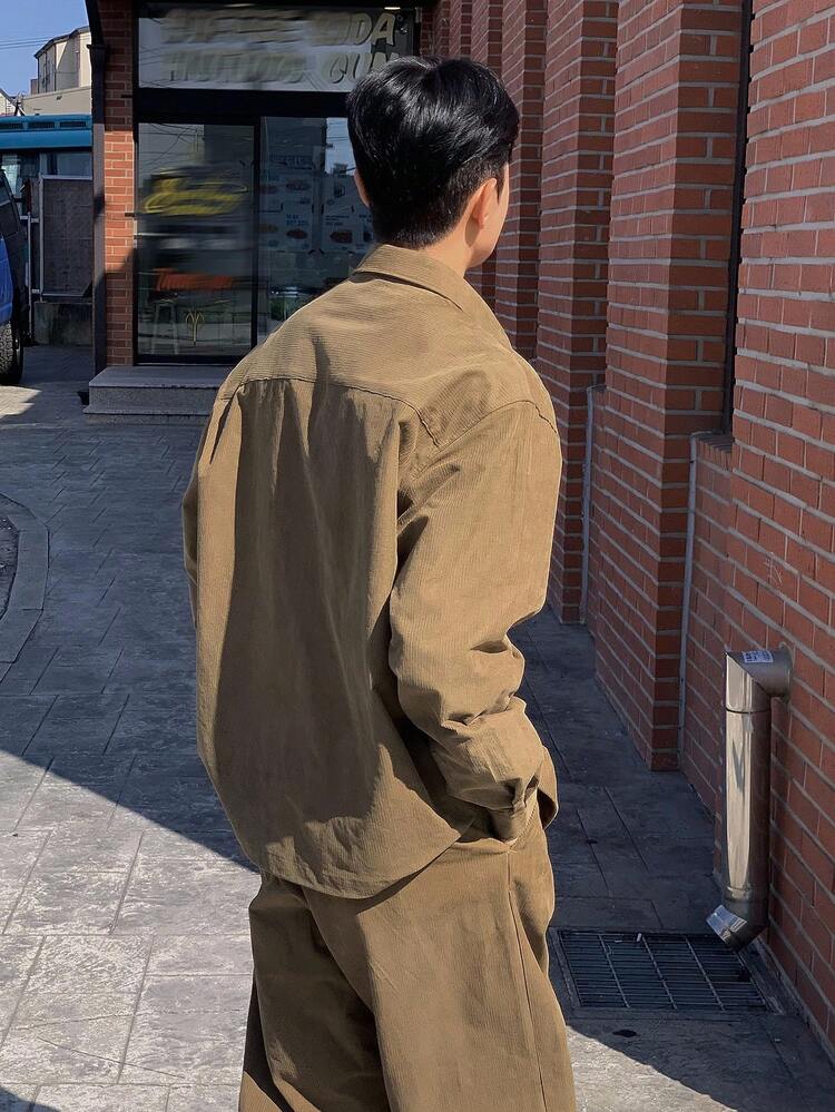 Solid Color Corduroy Casual Suit Jacket For Men, Commuter Style, Autumn