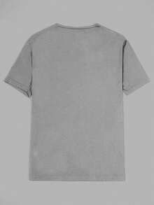 EURMUSE 男式纯棉格子印花拼接室内三件套常规T恤+短裤+长裤家居服套装 - 灰色 - 查看 6