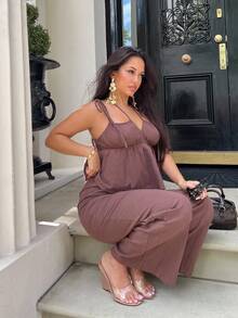 NegzBox Brown Woven Linen Tank Top & Pants Set - Brown - View 4