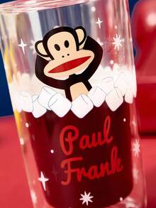 Paul Frank X SHEIN 1pc 11.8oz/350ml Cartoon Pattern Double-Layer Borosilicate Glass Cup, Heat-Resistant, Suitable For Milk, Juice, Coffee, Monkey, Fashion, - Clear - View 5