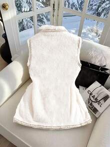 GlowEve Women's Standard Size Solid Color Elegant Faux Fur Top, Autumn/Winter - Beige - View 2