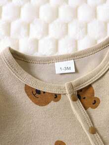 SHEIN 3 件套新生儿婴儿男女款蛇皮印花长袖衬衫和连脚裤配帽子冬季服装 - 淺灰色 - 查看 1