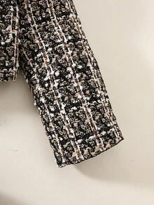 Elladie kids 青少年女孩可爱短款长袖亮棕色休闲时尚夹克，适合秋冬季 - 杏色 - 查看 3