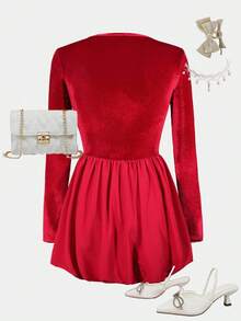 New Summer/Autumn Korean Style Minimalist Casual Everyday Versatile Women Dress - Red - View 2