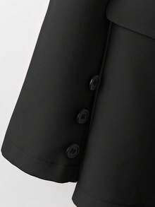 Rometta Plus Size Solid Color Button Front Long Sleeve Top & Pleated Skirt 2 Pieces Set Fall Cloth For Women