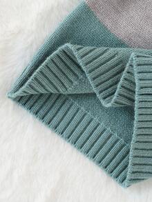 SHEIN Newborn Leisure Versatile Fashionable Cute Sweater Set, Half Cardigan Top + Sweater, Pants, Knitted Knitted Suit Fall Winter - Green - View 7