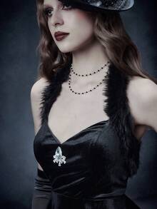 Bộ 2 chiếc váy đuôi cá nhung hở lưng lông vũ cho nữ - màu đen - Xem 7