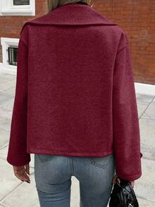 Easura Plus Size Urban Vintage Overcoat, Autumn/Winter - Burgundy - View 2