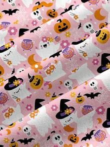 TaskEZ Casual Halloween Cartoon Print Scrub Uniform Top - Multicolor - View 5