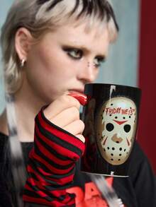 WB Horror X SHEIN 420ml Horror Mask Print Mug - Black - View 2