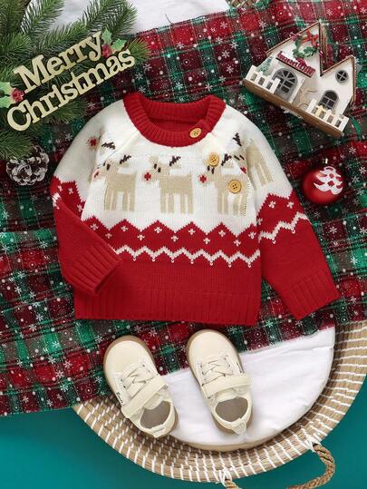 Toddler Red Sweater | Round Neck Long Sleeve Design, Cute Deer Jacquard, Christmas Holiday Vibe Top Christmas Sweater For Baby Baby Boy Sweater Baby Christmas Sweater Sweater For Baby Baby Sweater Set Baby Reindeer Sweater Baby Christmas Outfit Infant Christmas Sweater Christmas Sweater For Baby Boy Sweater Baby Solid Color Knitted Sweater Knit Sweater Toddler Christmas Sweater For Baby Baby Clothes Girl Fall Sweater Holiday Baby Clothes Vintage Winter Baby Clothes Baby Boy Christmas Sweater