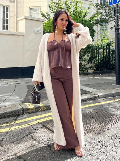 NegzBox Apricot Plush Extra Long Cardigan,Women's Solid Color Casual Knit Cardigan,Fall Women Outfits,Winter Women Clothes,Women Sweaters ,Soft And Comfortable Fabric Warm, Simple Fashion, Old Money Style, Suitable For Daily Street, Commuting, Home Wear,Ladies Winter Casual Drop Shoulder Loose Khaki Plain Women Cardigans,Casual Daily Wear Long Cardigans Ladiesduster Cardiganlong Sweater Cardigan