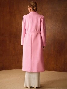 MOTF PREMIUM ABRIGO LARGO BORDADO DE ESTILO URBANO PARA MUJER - Rosa - Ver 3