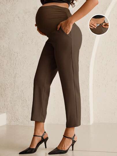 MaterniWear Pantalones de maternidad ajustables de unicolor