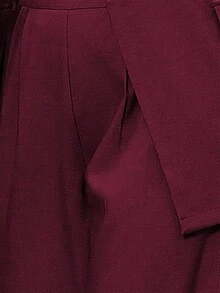 EMERY ROSE Women's Solid Color Blazer And Pants Suit, Formal Commuter Outfit - Burgundy - View 7