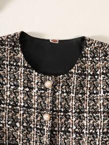 Elladie kids 青少年女孩可爱短款长袖亮棕色休闲时尚夹克，适合秋冬季 - 杏色 - 查看 4