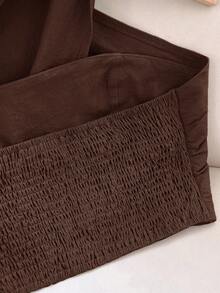 Travachic 女式纯色交叉设计无袖上衣 - 咖啡棕 - 查看 6