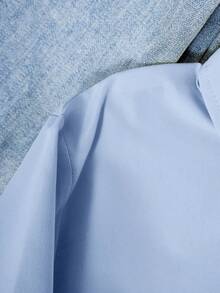 Sparklyn 青少年女孩刺绣纽扣前休闲长袖衬衫 - 藍色 - 查看 3