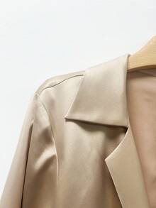 Franclia Élégante blouse drapée de couleur unie pour femmes, idéale pour le travail - Jaune citron - Voir 5