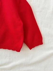 SHEIN Infant Solid Color Minimalist Daily Long Sleeve Knit Sweater Autumn Winter Clothes For Girl