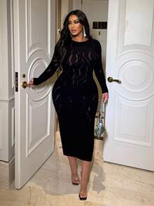 NU&NOW 大码女式性感长裙 - 黑色 - 查看 1