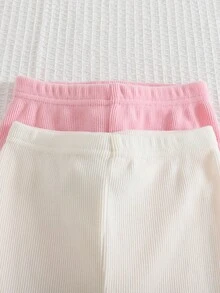 Cozy Pixies 4 件套女婴秋冬可爱刺绣字母图案圆领荷叶边长袖上衣和松紧腰长裤套装，适合休闲、居家、户外、度假、旅行等场合 - 彩色 - 查看 6