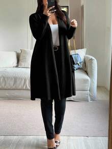 Vionelle 大码休闲度假针织开衫 - 黑色 - 查看 3