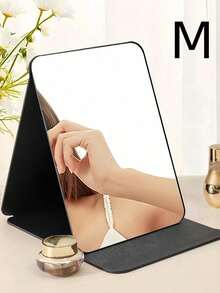 1 件可折叠化妆镜、梳妆台化妆镜、方便存储和节省空间、适用于浴室、学生宿舍、梳妆台、浴室配件情人节、情人节返校宿舍镜子便携式桌面梳妆镜、办公桌立镜、手持化妆镜、可调节桌面镜子、学生宿舍梳妆台镜子、家居装饰、房间设计婚礼、生日礼物 - 黑色 - 查看 13