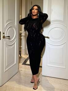 NU&NOW 大码女式性感长裙 - 黑色 - 查看 5