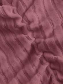 SHEIN Frenchy Áo thun cổ lọ dệt kim gân vải họa tiết nhún bèo - Màu đỏ tím - Xem 8