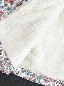 SHEIN Genkimix Kids 女童厚羊毛连帽夹克，人造毛领，修身款，拉链开合，适合 4-7 岁儿童，冬季外套 - 彩色 - 查看 6