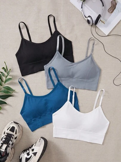 Easithlete 4件装女士纯色休闲日常健身运动文胸