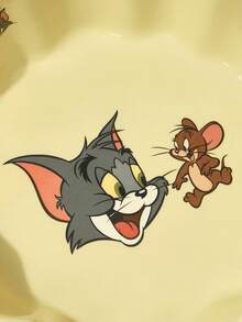 TOM & JERRY X SHEIN Cuenco de cerámica para ramen con diseño de dibujos animados de 450 ml y decoración de conchas