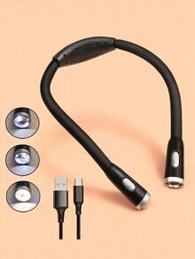 1 pieza Luz colgante de cuello LED con luz de lectura recargable por USB/modelo a batería, luz de protección ocular para estudiantes, luz para libro, luz portátil para correr de noche al aire libre, luz de trabajo creativa - 3 colores - Ver 4