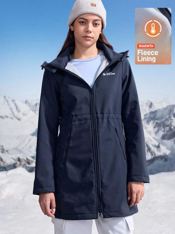 In My Nature Women's Solid Color Long Sleeve Hooded Casual Versatile Simple Design Outdoor Raincoat Waterproof Jacket Women Hiking Jacket Women Outdoor Clothes Women Wind Cheater Women