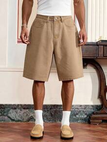 SWAVVY Shorts vaqueros sueltos y delgados, nuevos para verano 2025, para hombres y mujeres - Caqui - Ver 5