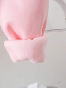 Young Girl Rabbit Print Hooded Jacket And Pants Set - Pink - View 5