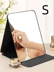 1 件可折叠化妆镜、梳妆台化妆镜、方便存储和节省空间、适用于浴室、学生宿舍、梳妆台、浴室配件情人节、情人节返校宿舍镜子便携式桌面梳妆镜、办公桌立镜、手持化妆镜、可调节桌面镜子、学生宿舍梳妆台镜子、家居装饰、房间设计婚礼、生日礼物 - 黑色 - 查看 12