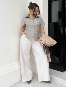 NegzBox Women Simple Daily Short Sleeve Blouse - Rust Brown - View 4