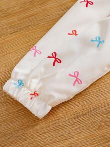 Sweetra Young Chaqueta con capucha forrada térmicamente con estampado de lazos de colores para niñas, alegre y linda, adecuada para salidas, uso diario, vuelta al colegio, otoño/invierno - Blanco - Ver 5