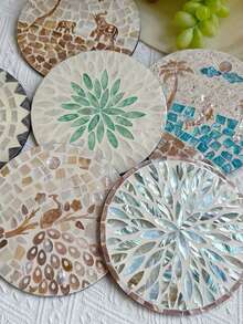 Cirelle 1pc Scandinavian-Style Heat-Resistant Placemat, Round Shell Pattern Table Mat, High-End Luxury European-Style Western Dining Mat & Round Tray