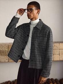 SWAVVY Men's Fashionable Long Sleeve Overcoat, Autumn/Winter - Light Grey - View 4