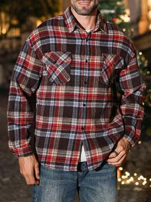 Manfinity CasualCool Men's Casual Plaid Jacket, Suitable For Daily Casual Wear, Commuting, Street Fashion, Suitable For Spring And Autumn. This Jacket Is An Indispensable Versatile Item In A Man's Wardrobe, And Is An Excellent Gift For A Boyfriend Or Husband., Christmas